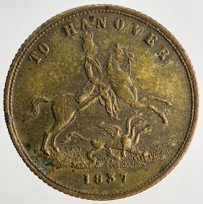 1837 Victoria To Hanover Token Coin | Fine Collectable Grade | a8991