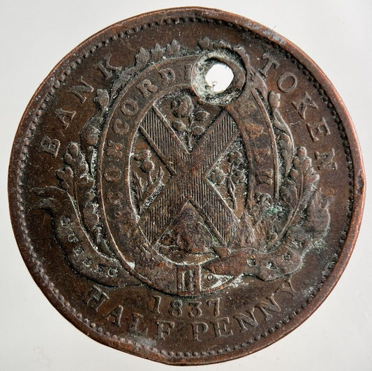 1837 Canada Half Penny Bank Token Coin | Collectable Grade