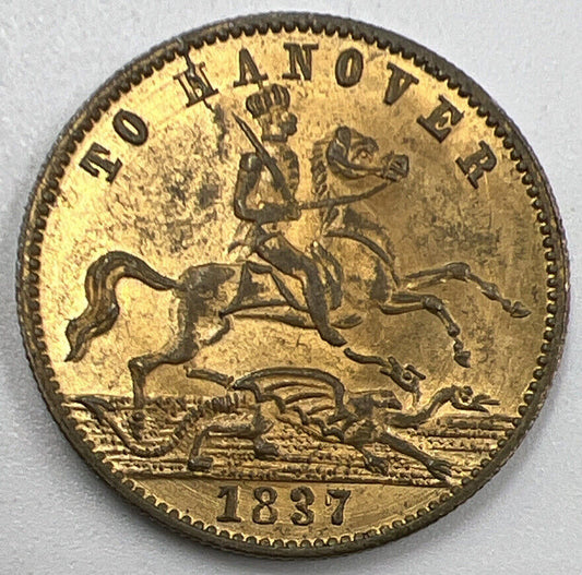 1837 Victoria To Hanover | British Brass Token Coin | Collectable Grade | a778