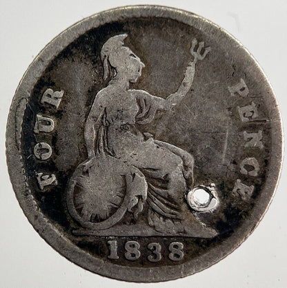 1838 Victoria Groat Four-Pence Silver Coin | Collectable Grade | a8190