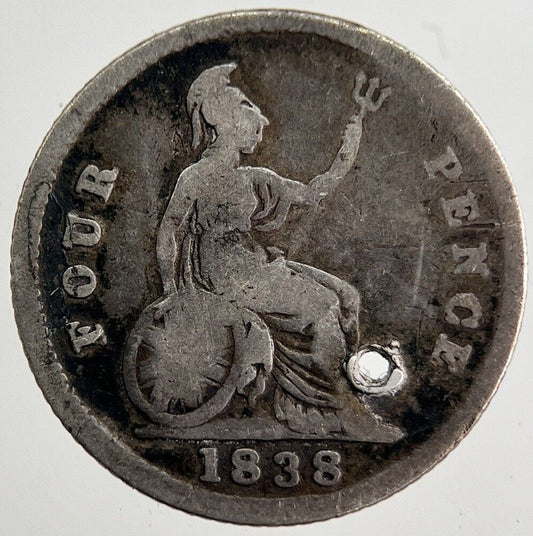 1838 Victoria Groat Four-Pence Silver Coin | Collectable Grade | a8190
