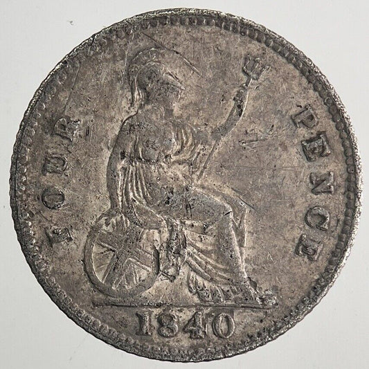 1840 Victoria Four-Pence Groat Silver Coin | Fine Collectable Grade | a9974