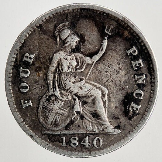 1840 Victoria Groat Four-Pence Silver Coin | Fine Collectable Grade | a6761