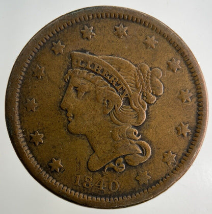 1840 US USA One Cent Coin | Fine Collectable Grade