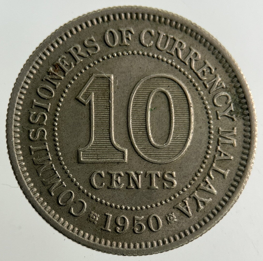 1950 Malaya 10 Cents Coin | Fine Collectable Grade
