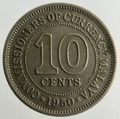 1950 Malaya 10 Cents Coin | Fine Collectable Grade