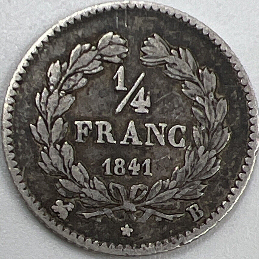 1841 France 1/4 Quarter Franc Silver Coin | Collectable Grade