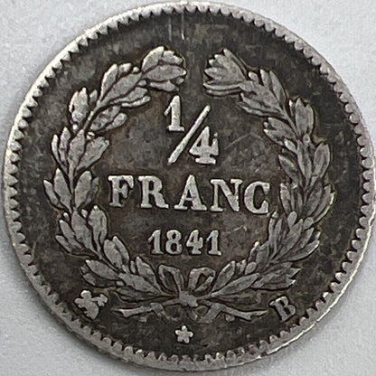 1841 France 1/4 Quarter Franc Silver Coin | Collectable Grade