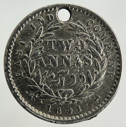1841 India 2 Annas Silver Coin | Collectable Grade