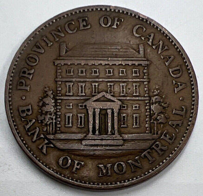 1844 Bank of Montreal Half-Penny Token Coin | Very Fine Grade | a1420