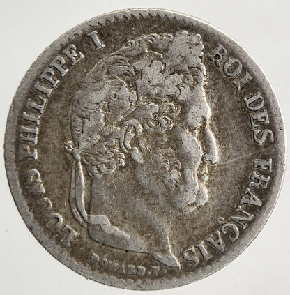 1843 France 1/4 Quarter Franc Silver Coin | Fine Collectable Grade | a9301