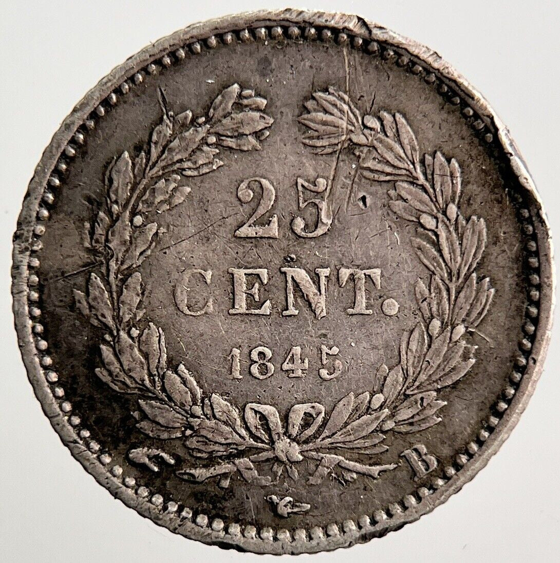 1845 France 25 Cent Silver Coin | Fine Collectable Grade | a3647