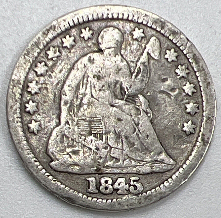 1845 Seated Liberty US USA Half Dime | Silver Coin | Fair Grade | a830