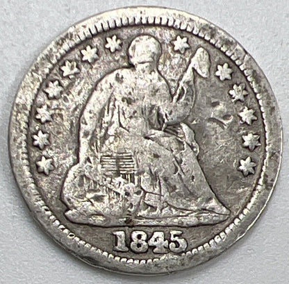 1845 Seated Liberty US USA Half Dime | Silver Coin | Fair Grade | a830