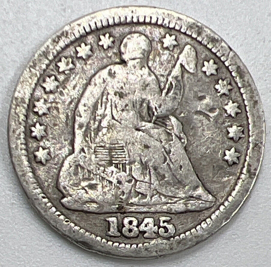 1845 Seated Liberty US USA Half Dime | Silver Coin | Fair Grade | a830