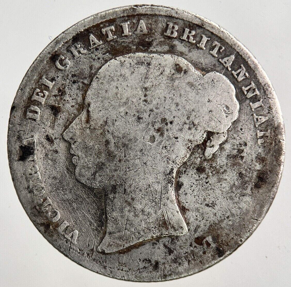 1845 Victoria Shilling Silver Coin | Fair Grade