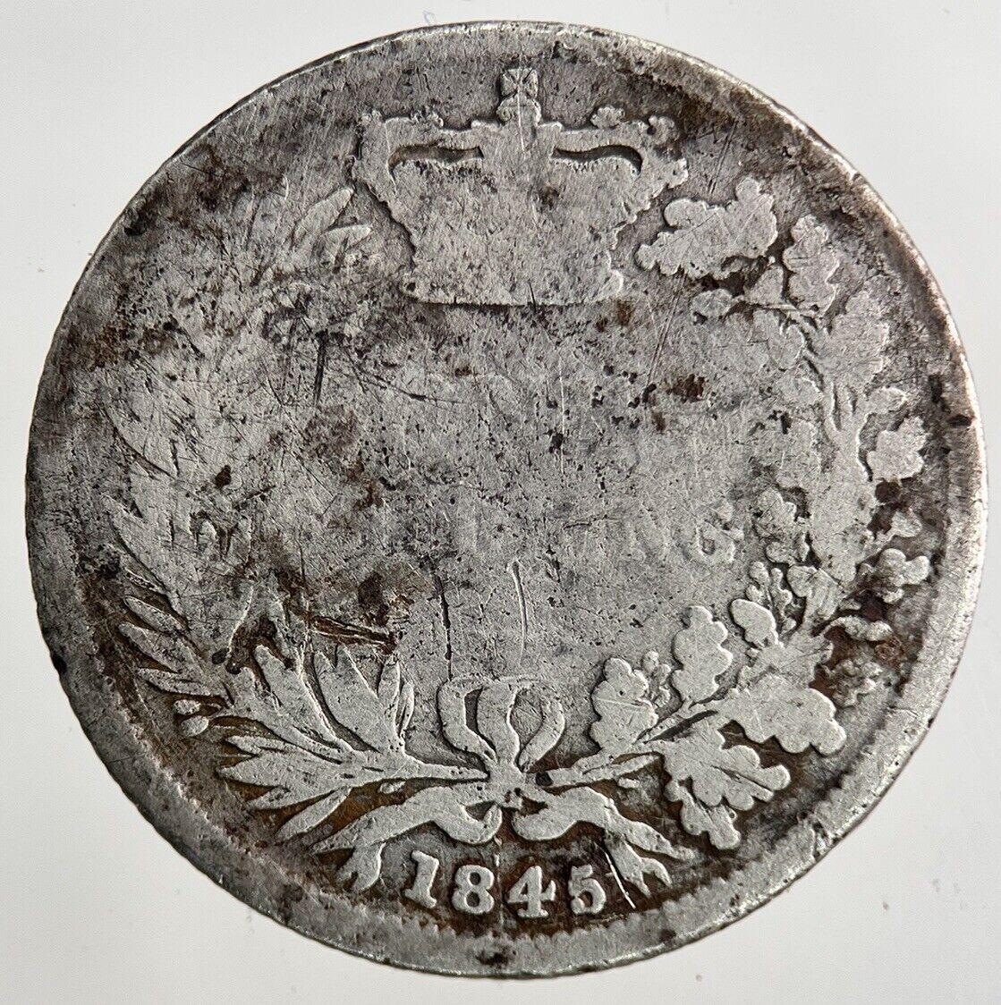 1845 Victoria Shilling Silver Coin | Fair Grade