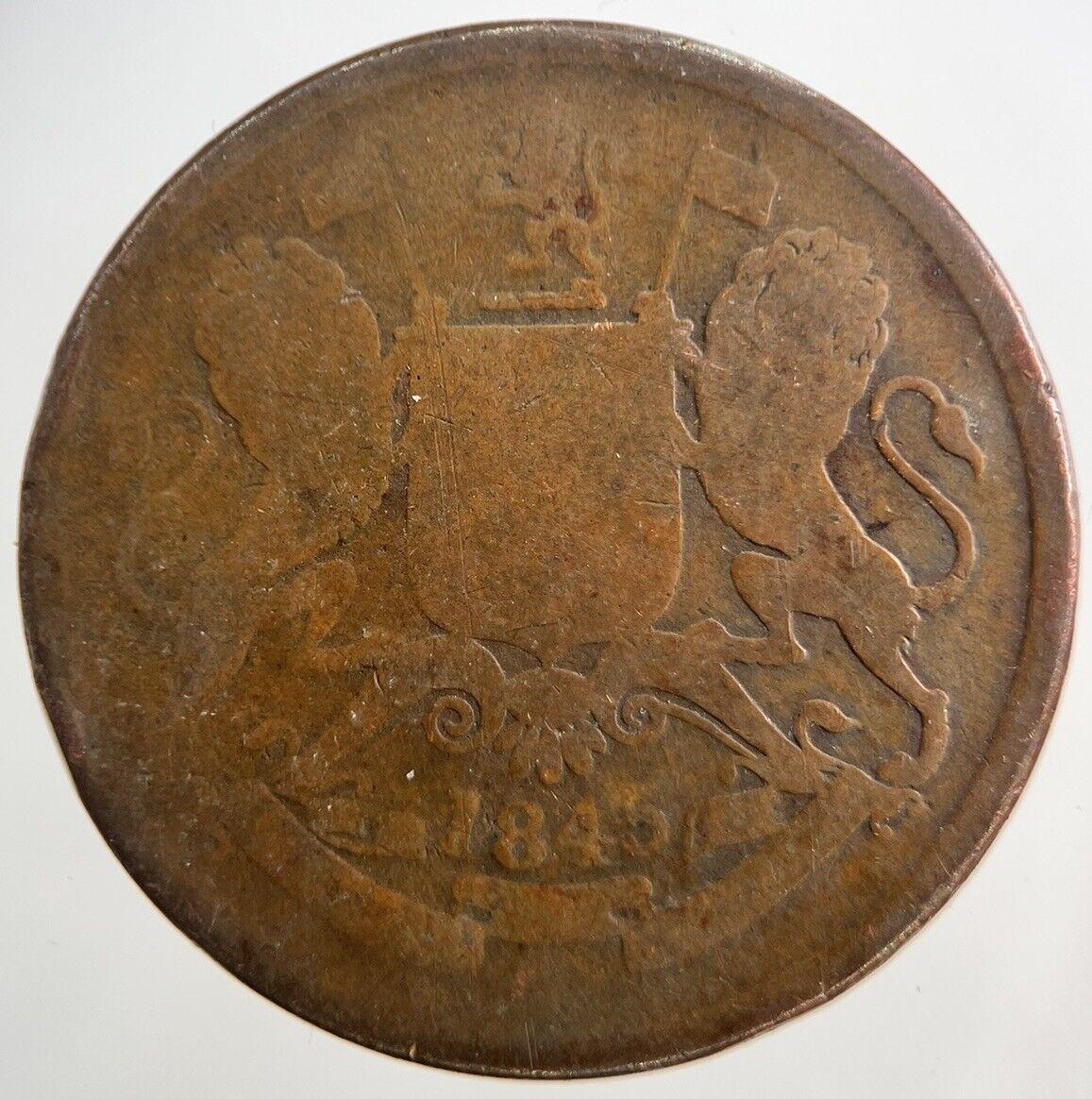 1845 East India Company Half Anna Coin | Fair Grade | a1578