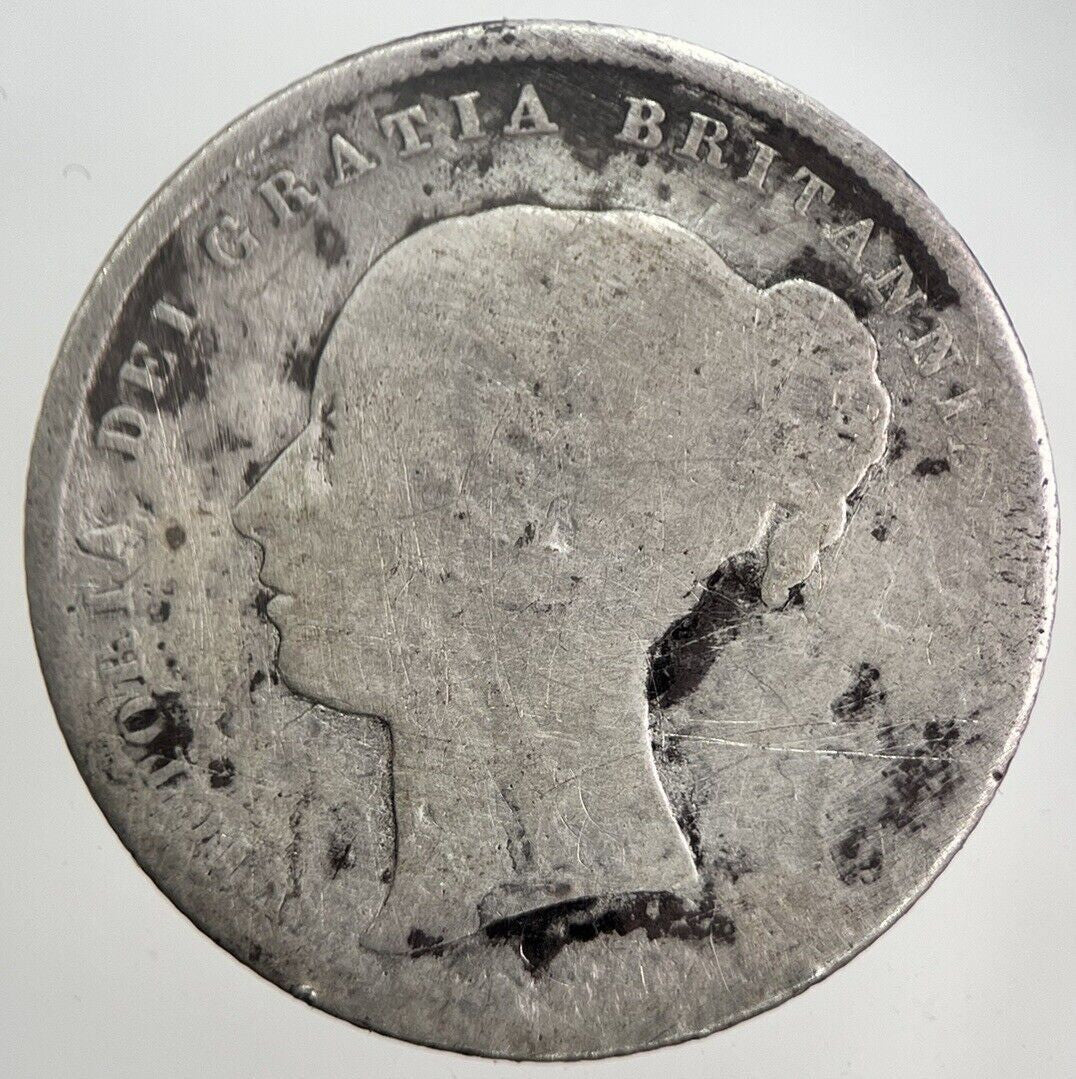 1846 Victoria Shilling Silver Coin | Worn Grade | a5839