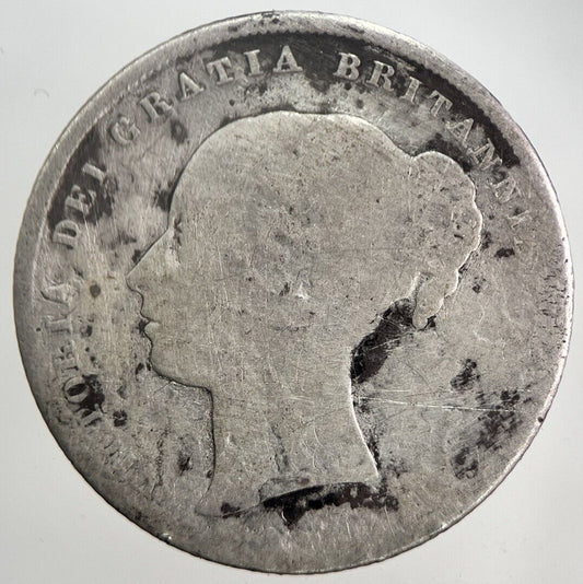 1846 Victoria Shilling Silver Coin | Worn Grade | a5839