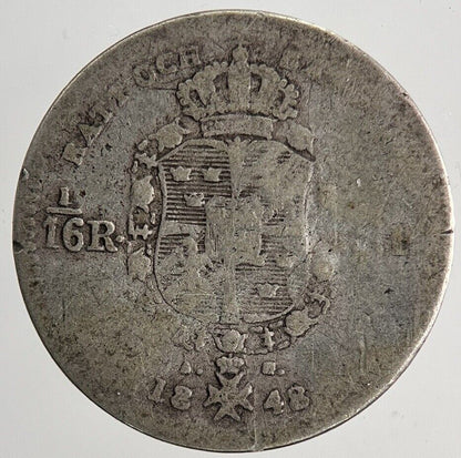 1848 Sweden 1/16 Riksdaler Silver Coin | Collectable Grade | a6709