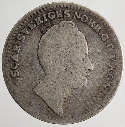 1848 Sweden 1/16 Riksdaler Silver Coin | Collectable Grade | a6709