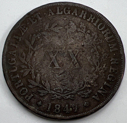 1847 Portugal Maria II 20 Reis Coin | Collectable Grade | a690