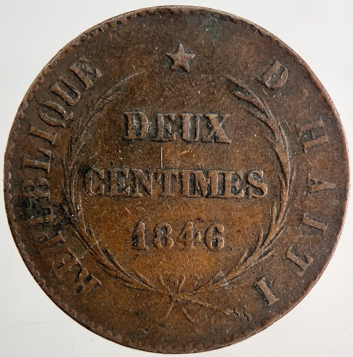 1846 Haiti 10 Deux Centimes Coin | Fine Collectable Grade