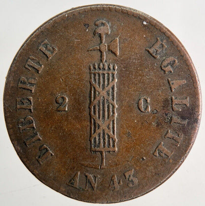 1846 Haiti 10 Deux Centimes Coin | Fine Collectable Grade