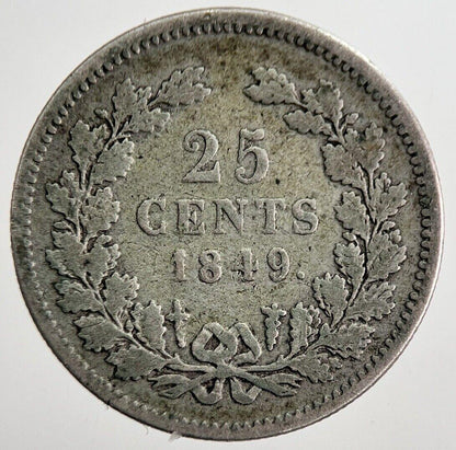 1849 Netherlands 25 Cents Silver Coin | Collectable Grade | a8381
