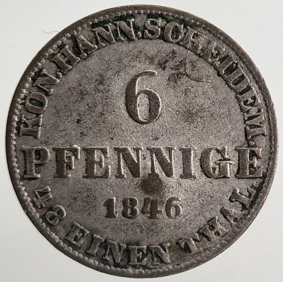 1846 Germany 6 Pfennig Hannover Silver Coin | Fine Collectable Grade | a5556