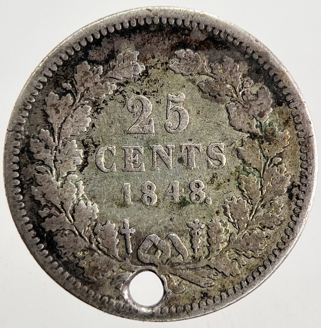1848 Netherlands 25 Cents Silver Coin | Fine Collectable Grade | a9856