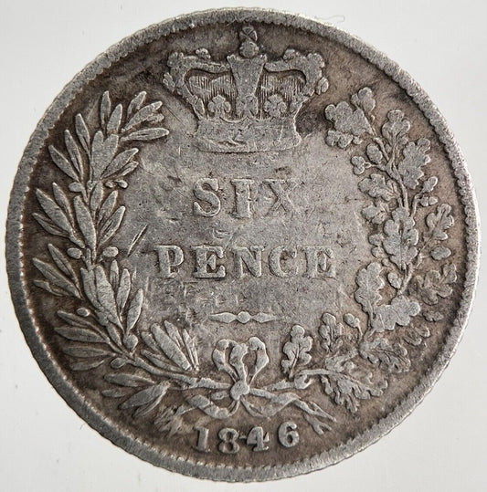 1846 Victoria Sixpence Silver Coin | Fine Collectable Grade | a6847