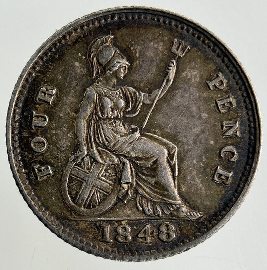 1848 Victoria Groat Four-Pence Silver Coin | Very High Grade