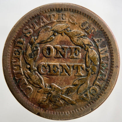 1847 US USA Braided Hair Large 1 One Cent | Copper Coin | Fine Grade | a108