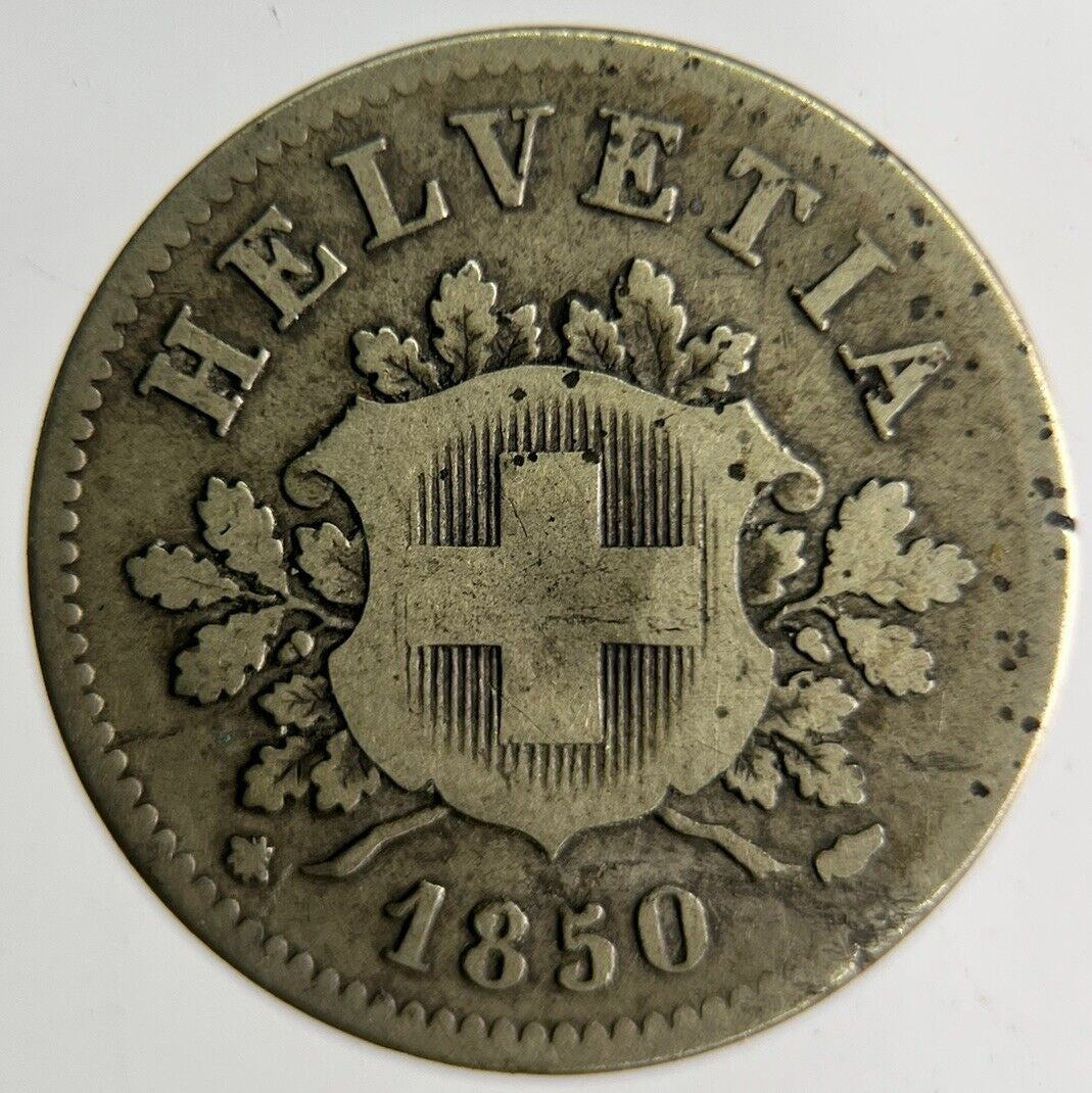 1850 Switzerland Helvetia 10 Rappen Silver Coin | Collectable Grade