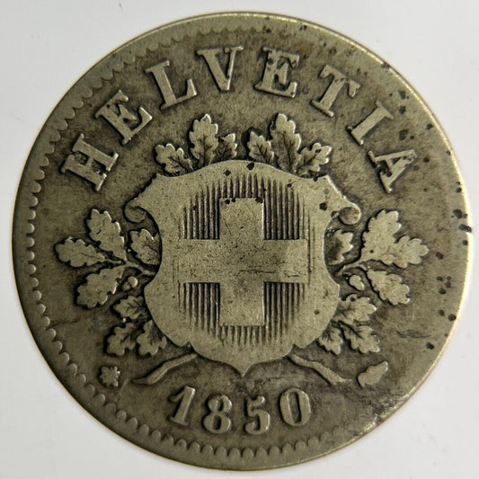 1850 Switzerland Helvetia 10 Rappen Silver Coin | Collectable Grade