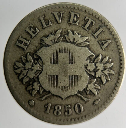 1850 Switzerland Helvetia 20 Rappen Silver Coin | Collectable Grade