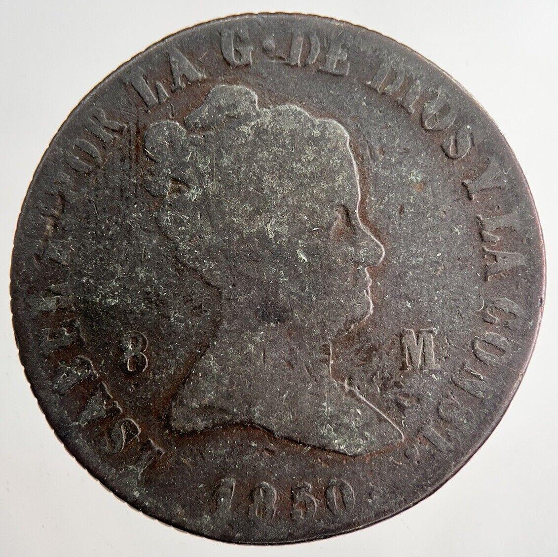 1850 Spain 8 Maravedis Coin | Collectable Grade | a8207