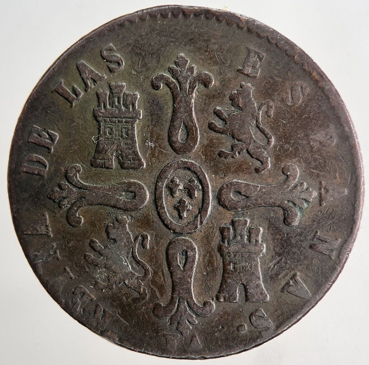 1849 Spain 8 Maravedis Coin | Fine Collectable Grade | a6668