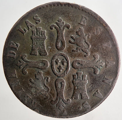 1849 Spain 8 Maravedis Coin | Fine Collectable Grade | a6668