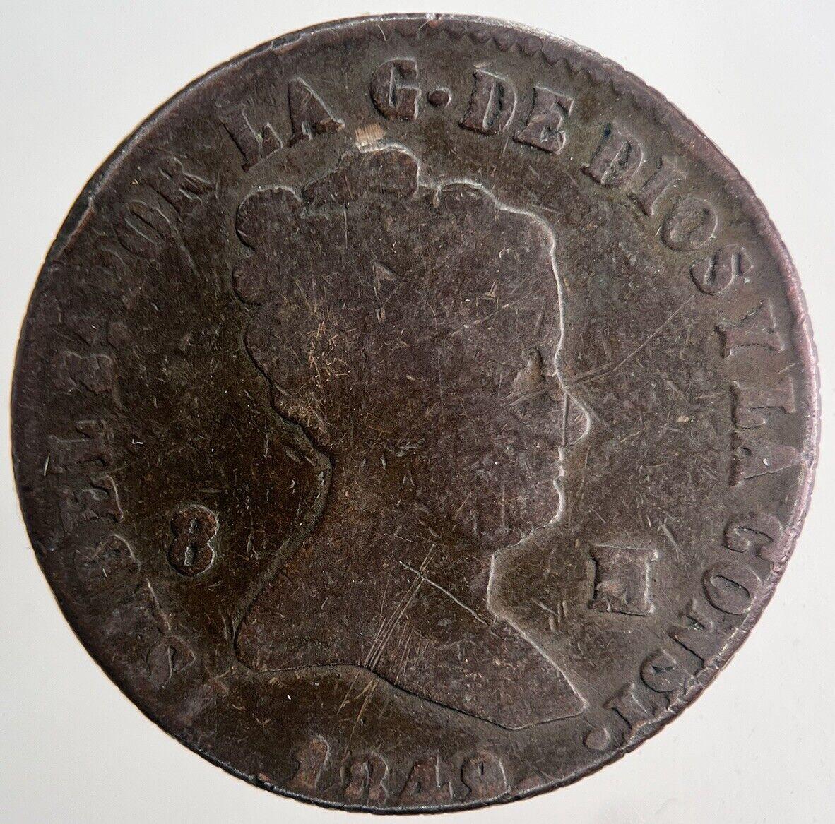 1849 Spain 8 Maravedis Coin | Fine Collectable Grade | a6668