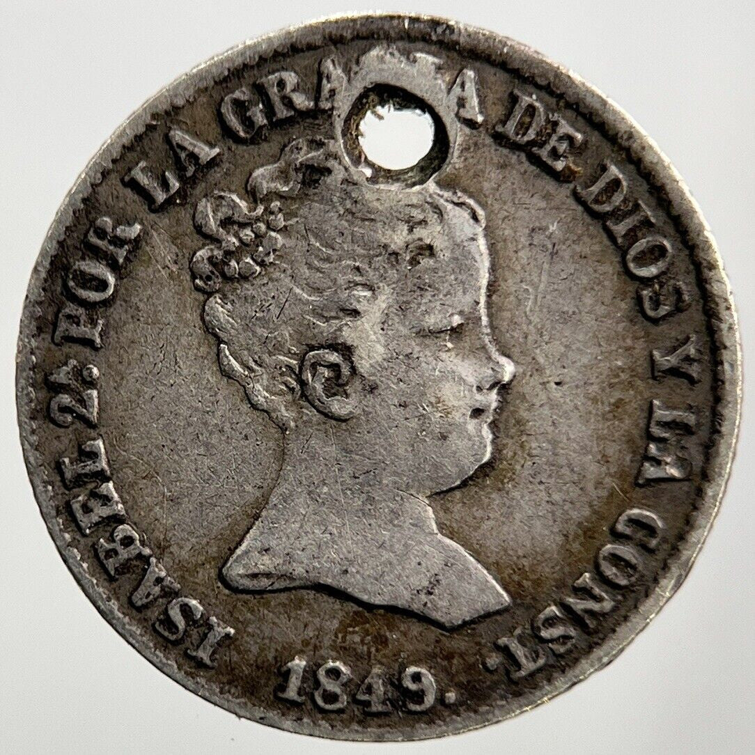 1849 Spain 1 Real Silver Coin | Fine Collectable Grade | a126