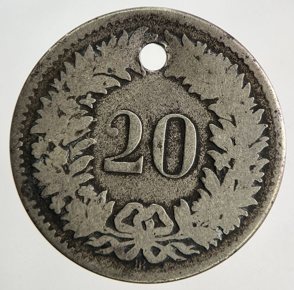 1850 Switzerland Swiss 20 Rappen Silver Coin | Collectable Grade