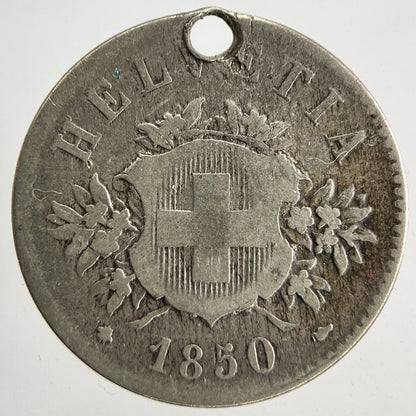 1850 Switzerland Swiss 20 Rappen Silver Coin | Collectable Grade