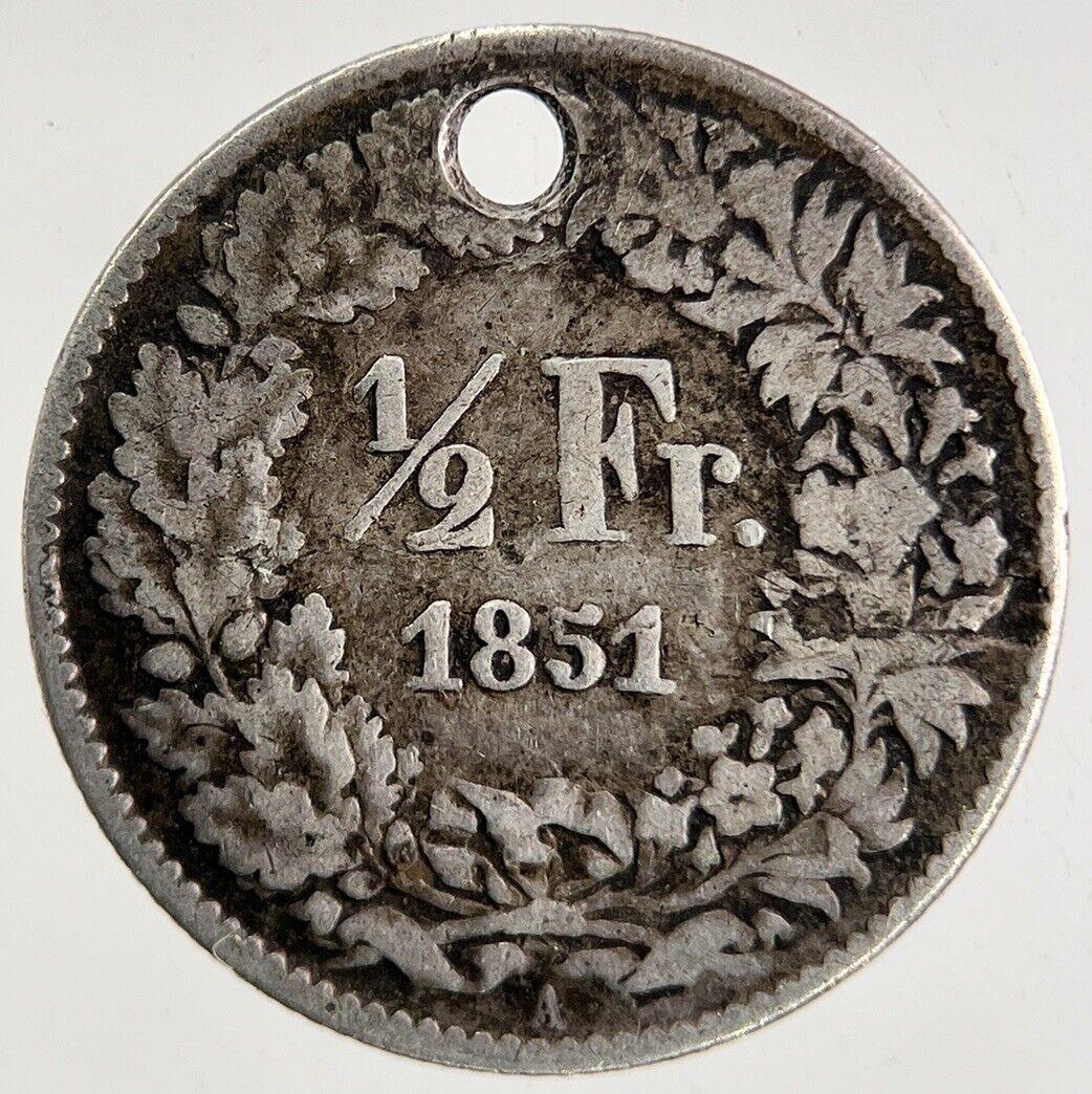 1851 Switzerland Swiss 1/2 Half Franc Silver Coin | Collectable Grade