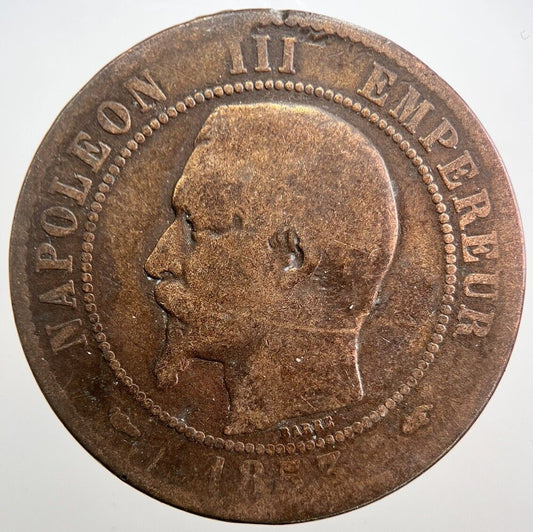 1853 France Dix 10 Centimes Napoleon III Coin | Fair Grade