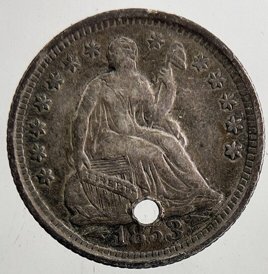 1853 US USA Half-Dime Silver Coin | Fine Collectable Grade | a5409