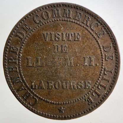 1853 France Napoleon Visite De Lille 5 Centimes Coin | Fine Collectable Grade