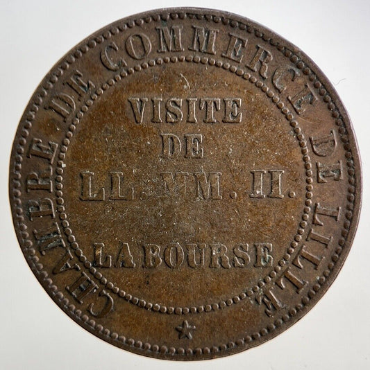 1853 France Napoleon Visite De Lille 5 Centimes Coin | Fine Collectable Grade